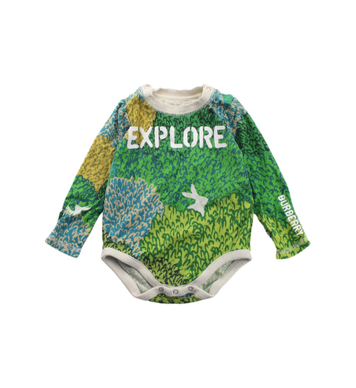 A Green Long Sleeve Bodysuits from Burberry in size 3-6M for neutral. (Front View)