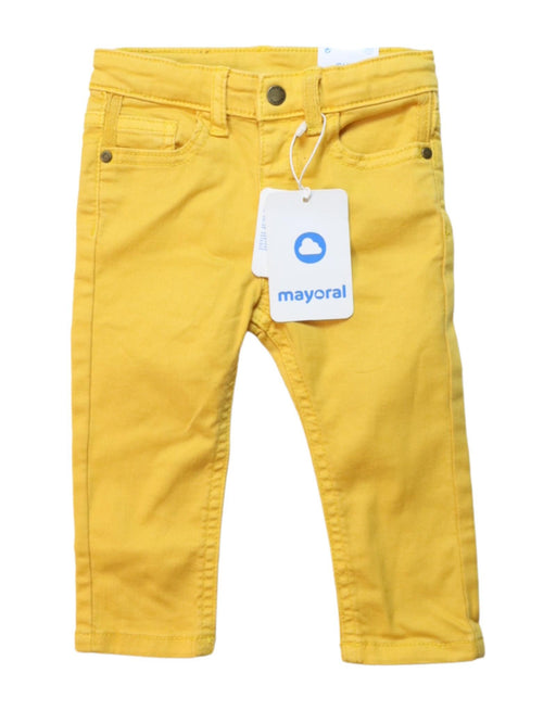A Yellow Casual Pants from Mayoral in size 6-12M for boy. (Front View)