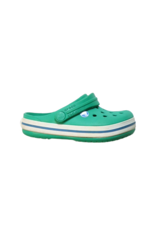 A Green Sandals from Crocs in size 18-24M for boy. (Front View)