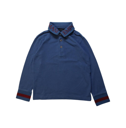 A Navy Long Sleeve Polos from Armani in size 6T for boy. (Front View)
