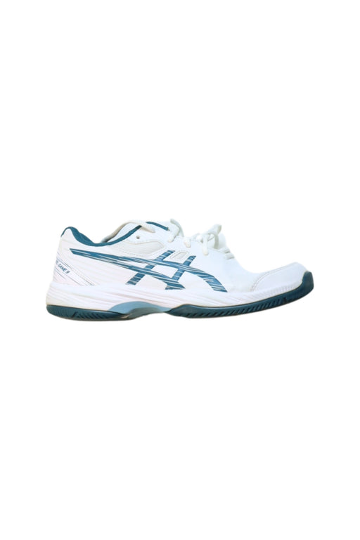 A Blue Sneakers from ASICS in size 12Y for boy. (Front View)