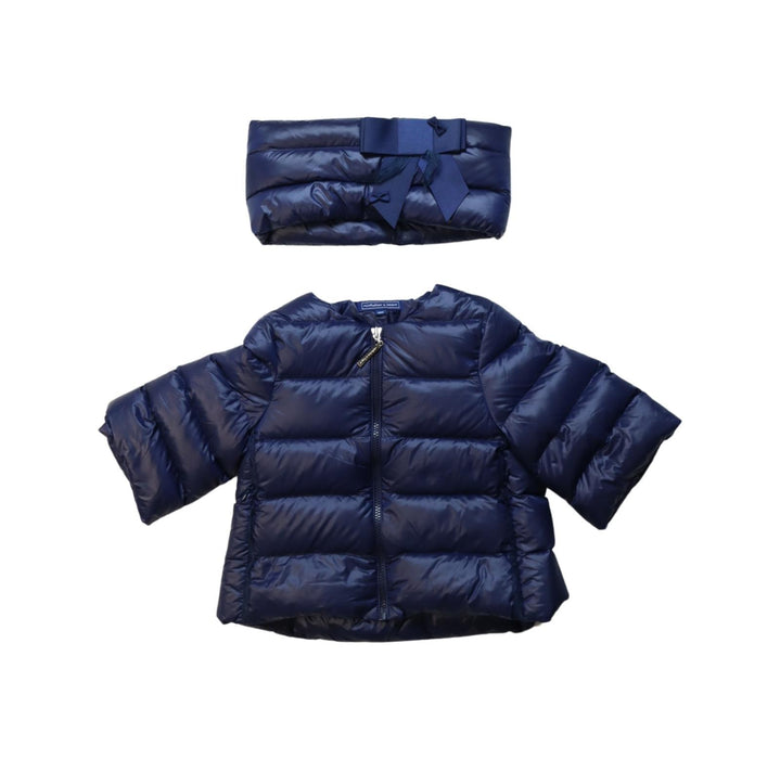 A Navy Puffer/Quilted Jackets from Nicholas & Bears in size 12-18M for boy. (Front View)