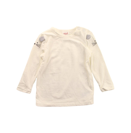 A White Long Sleeve T Shirts from Seed in size 3-6M for girl. (Front View)