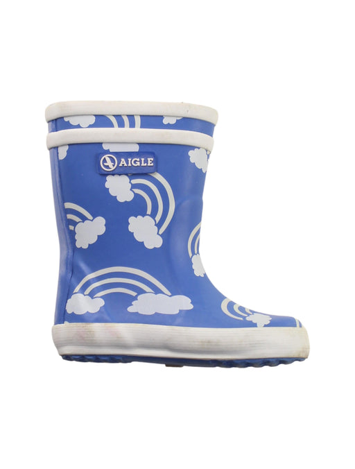A Blue Rain Boots from Aigle in size 18-24M for boy. (Front View)