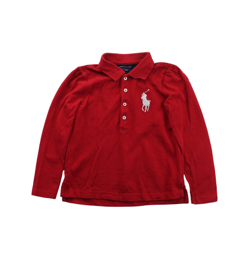 A Red Long Sleeve Polos from Ralph Lauren in size 4T for boy. (Front View)
