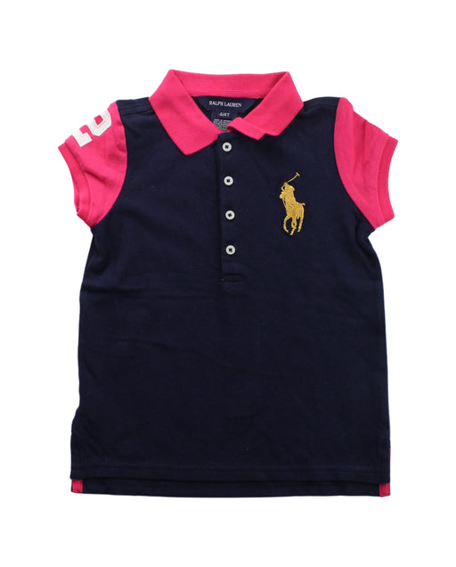 A Blue Short Sleeve Polos from Ralph Lauren in size 4T for girl. (Front View)