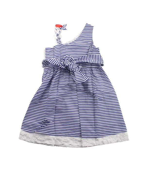 A Blue Sleeveless Dresses from Nicholas & Bears in size 4T for girl. (Back View)