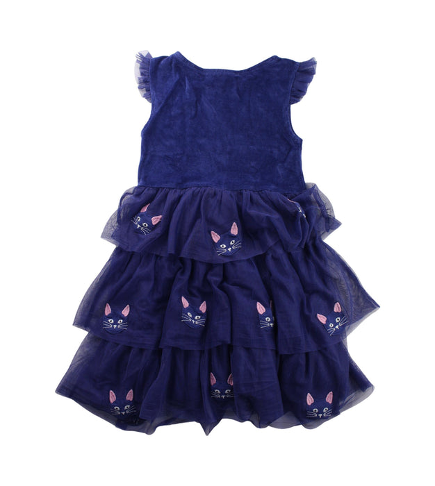 A Blue Sleeveless Dresses from Boden in size 6T for girl. (Back View)