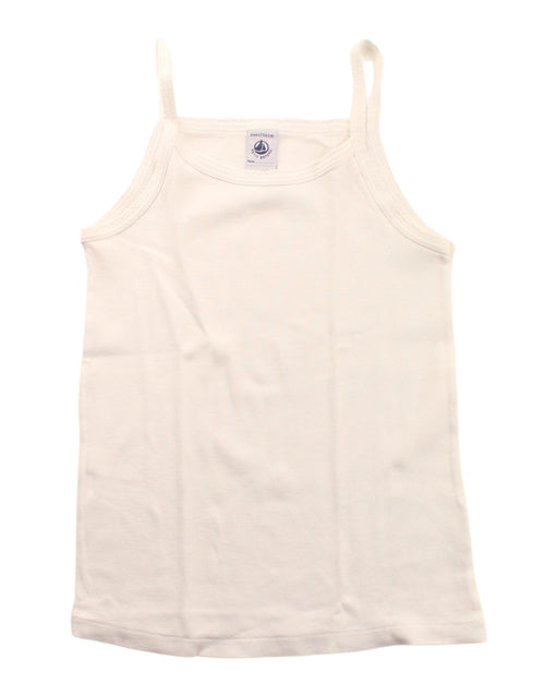 A White Sleeveless T Shirts from Petit Bateau in size 6T for girl. (Front View)