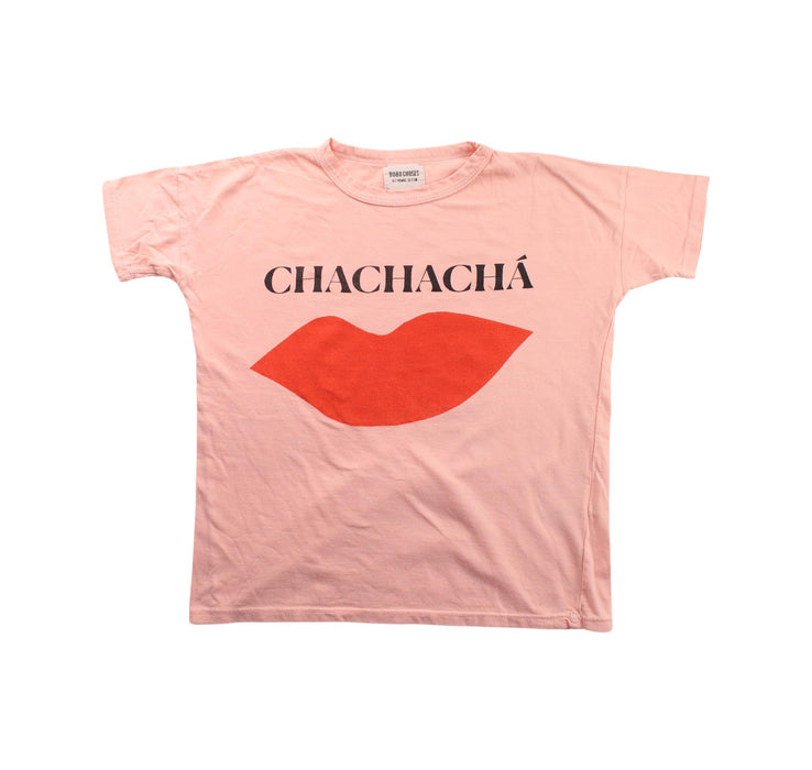A Pink Short Sleeve T Shirts from Bobo Choses in size 6T for girl. (Front View)