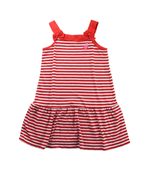 A Red Sleeveless Dresses from Miki House in size 5T for girl. (Front View)