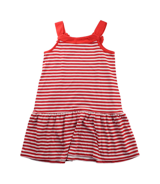 A Red Sleeveless Dresses from Miki House in size 5T for girl. (Back View)