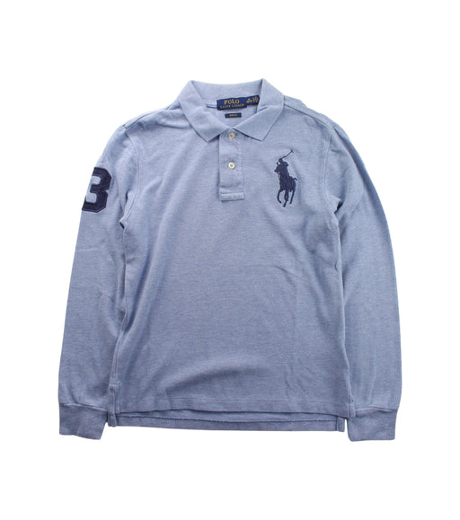 A Blue Long Sleeve Polos from Polo Ralph Lauren in size 10Y for boy. (Front View)