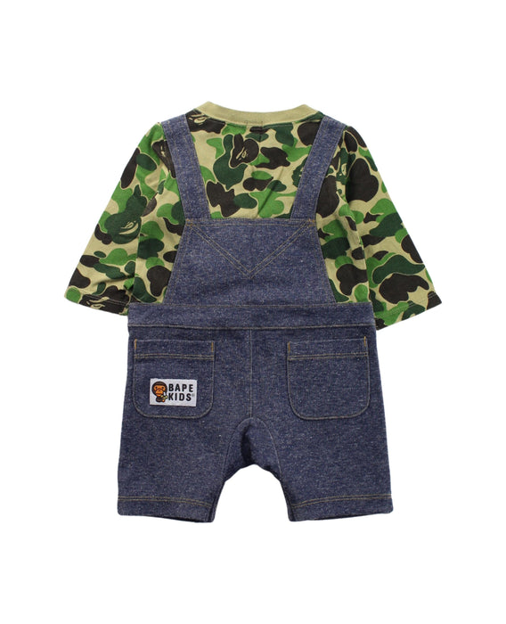 A Blue Overall Shorts from BAPE KIDS in size 6-12M for boy. (Back View)