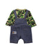 A Blue Overall Shorts from BAPE KIDS in size 6-12M for boy. (Back View)