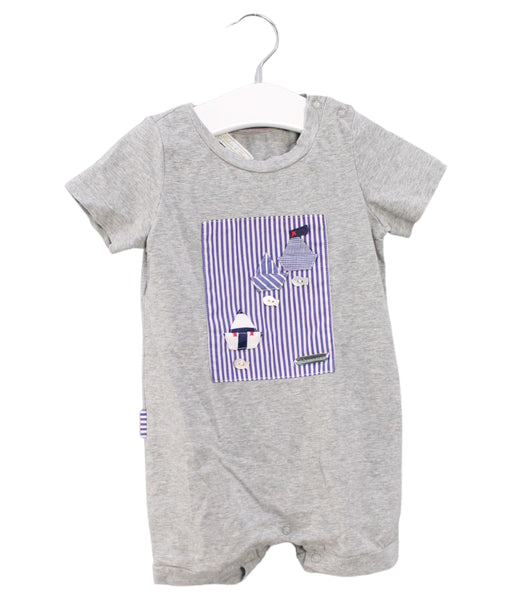 A Grey Short Sleeve Rompers from Nicholas & Bears in size 6-12M for girl. (Front View)