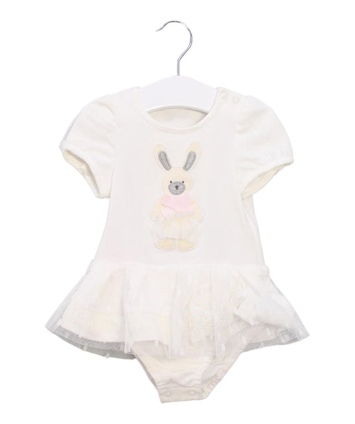 A White Short Sleeve Bodysuits from Nicholas & Bears in size 3-6M for girl. (Front View)