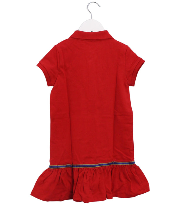 A Red Short Sleeve Dresses from Polo Ralph Lauren in size 5T for girl. (Back View)