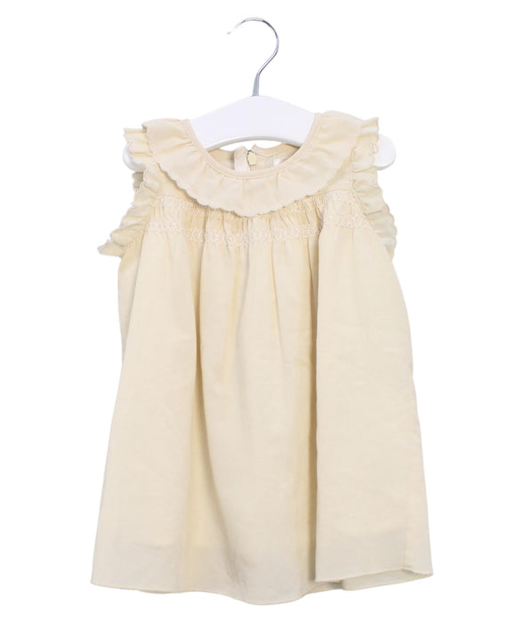 A Beige Sleeveless Dresses from Chickeeduck in size 12-18M for girl. (Front View)