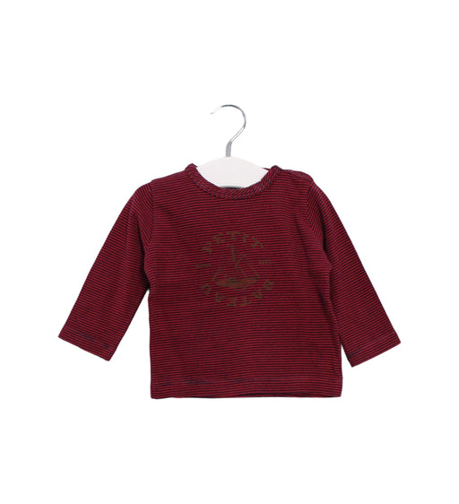 A Red Long Sleeve Tops from Petit Bateau in size 6-12M for girl. (Front View)