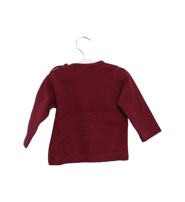 A Red Long Sleeve Tops from Petit Bateau in size 6-12M for girl. (Back View)