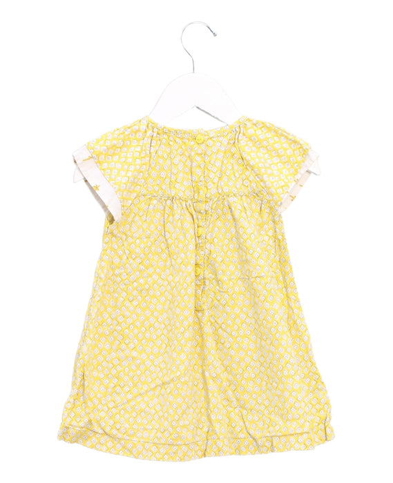 A Yellow Short Sleeve Dresses from DPAM in size 6-12M for girl. (Back View)