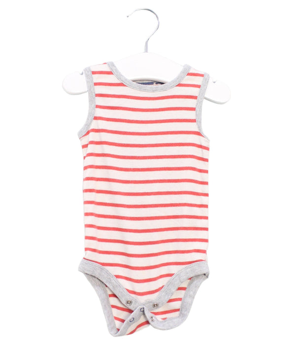 A Red Sleeveless Bodysuits from Boden in size 3-6M for boy. (Front View)
