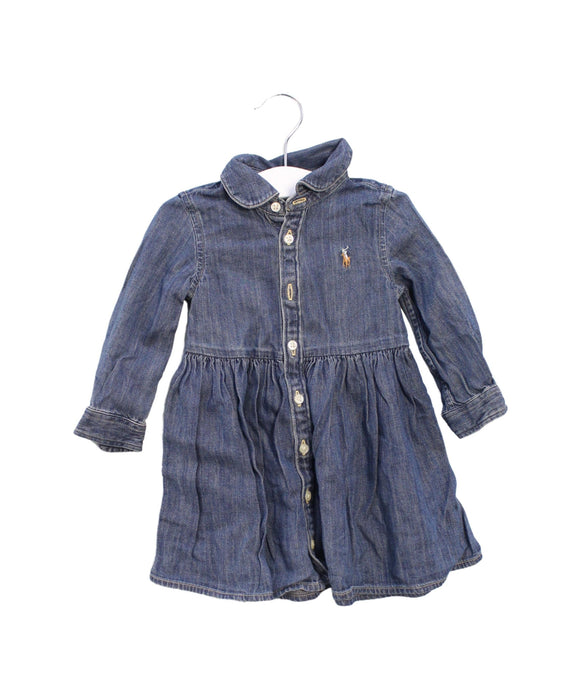 A Blue Long Sleeve Dresses from Ralph Lauren in size 6-12M for girl. (Front View)