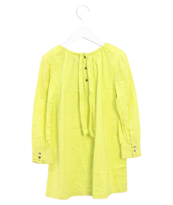 A Yellow Long Sleeve Dresses from Velveteen in size 6T for girl. (Back View)