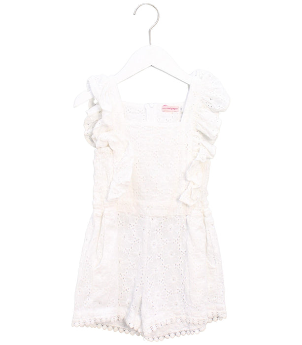 A White Sleeveless Rompers from Coco and Ginger in size 6T for girl. (Front View)