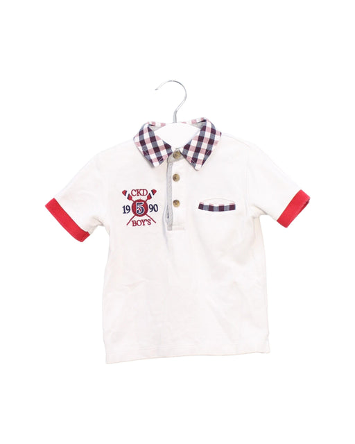A White Short Sleeve Polos from Chickeeduck in size 18-24M for boy. (Front View)