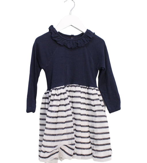 A Navy Long Sleeve Dresses from Petit Bateau in size 3T for girl. (Front View)