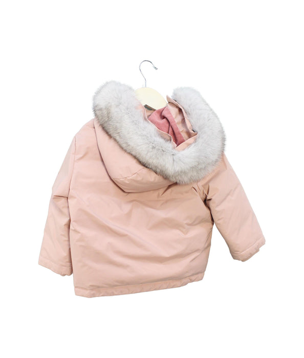 A Pink Puffer/Quilted Jackets from Bonpoint in size 2T for girl. (Back View)