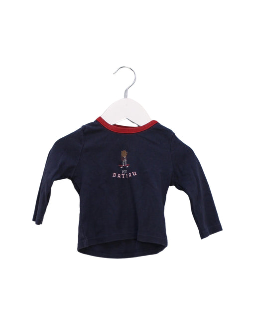A Navy Long Sleeve Tops from Petit Bateau in size 3-6M for boy. (Front View)