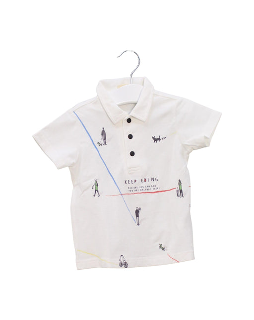 A White Short Sleeve Polos from Momonittu in size 3-6M for boy. (Front View)