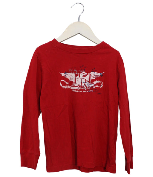 A Red Long Sleeve Tops from Polo Ralph Lauren in size 4T for boy. (Front View)