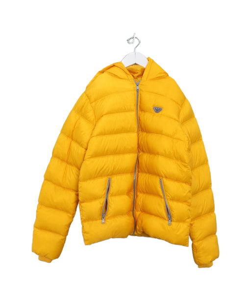 A Yellow Puffer/Quilted Jackets from Armani in size 14Y for boy. (Front View)