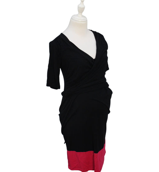 A Black Short Sleeve Dresses from Seraphine in size S for maternity. (Front View)
