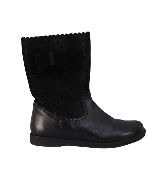 A Black Casual Boots from Geox in size 7Y for boy. (Back View)