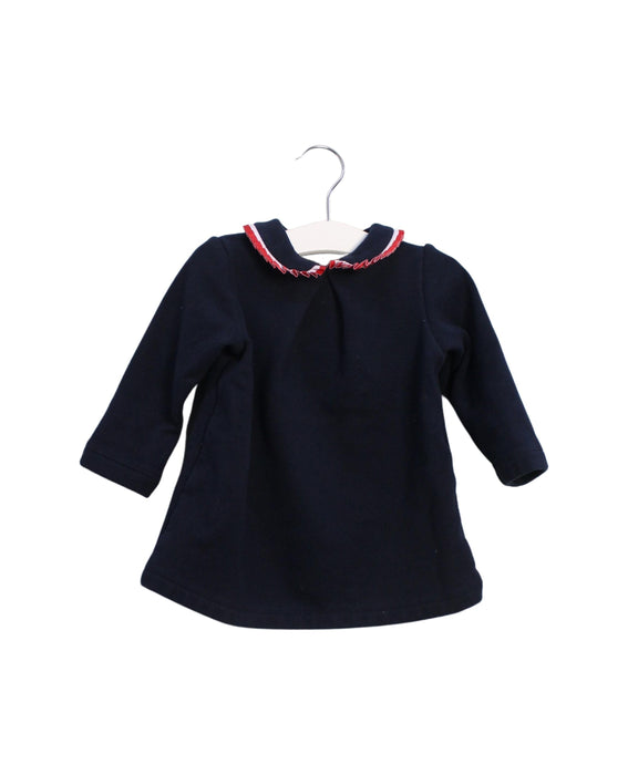 A Navy Long Sleeve Dresses from Jacadi in size 6-12M for girl. (Front View)