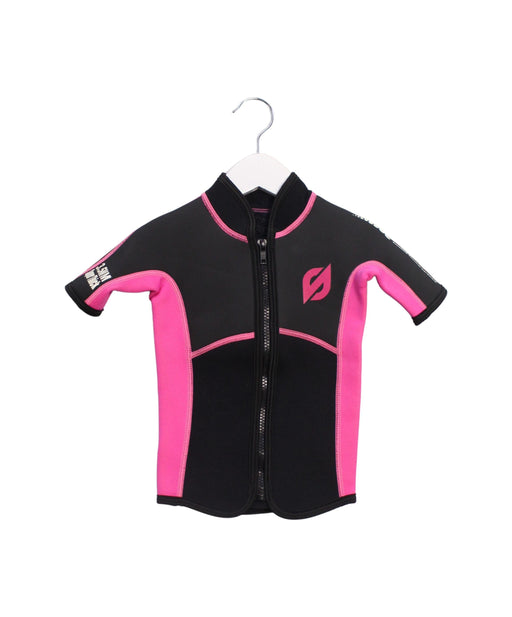 A Black Wetsuits from Aquasport in size 2T for girl. (Front View)