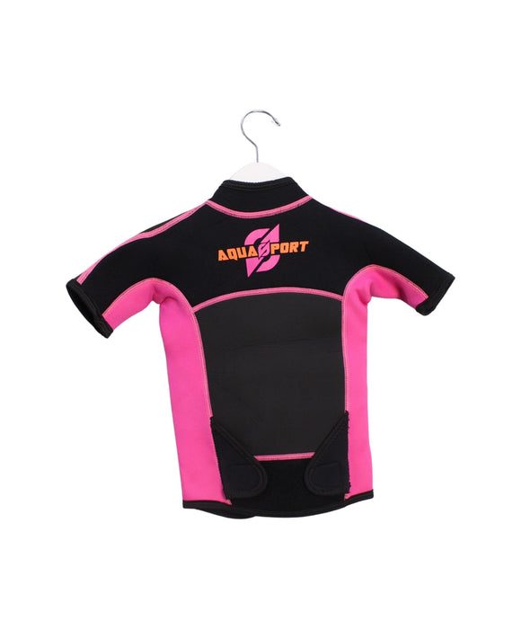 A Black Wetsuits from Aquasport in size 2T for girl. (Back View)