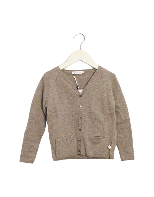 A Taupe Cardigans from Les Enfantines in size 4T for girl. (Front View)