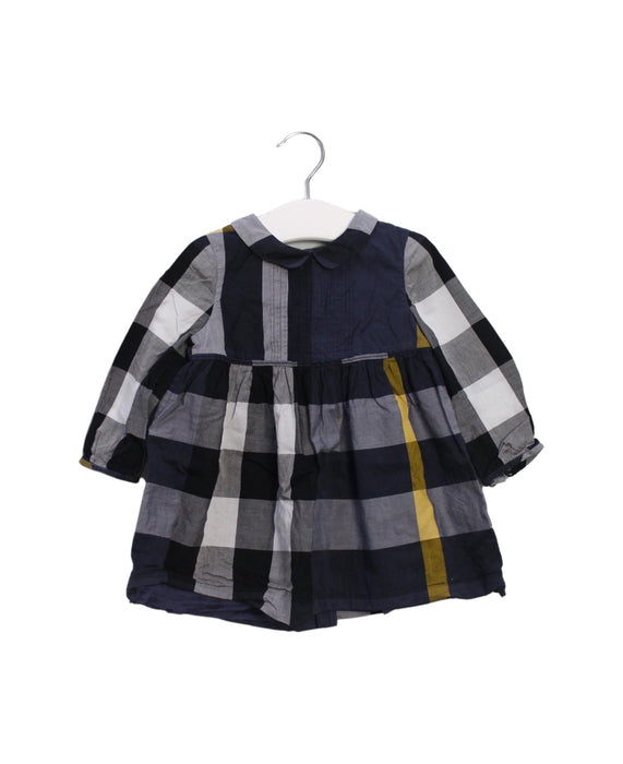 A Navy Long Sleeve Dresses from Burberry in size 6-12M for girl. (Front View)