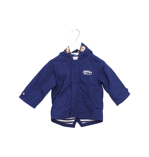 A Navy Rain Jackets from Minibanda in size 6-12M for boy. (Front View)