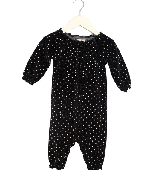 A Black Long Sleeve Jumpsuits from Peek in size 3-6M for girl. (Front View)