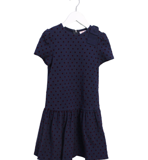 A Navy Short Sleeve Dresses from Il Gufo in size 6T for girl. (Front View)