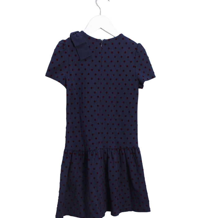 A Navy Short Sleeve Dresses from Il Gufo in size 6T for girl. (Back View)