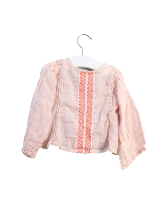 A Pink Long Sleeve Tops from Velveteen in size 12-18M for girl. (Back View)