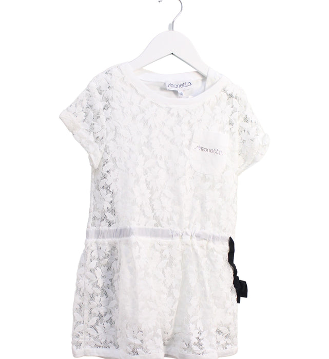 A White Short Sleeve Dresses from Simonetta in size 4T for girl. (Front View)
